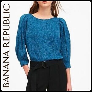 Banana Republic Blue Puff Sleeve Blouse